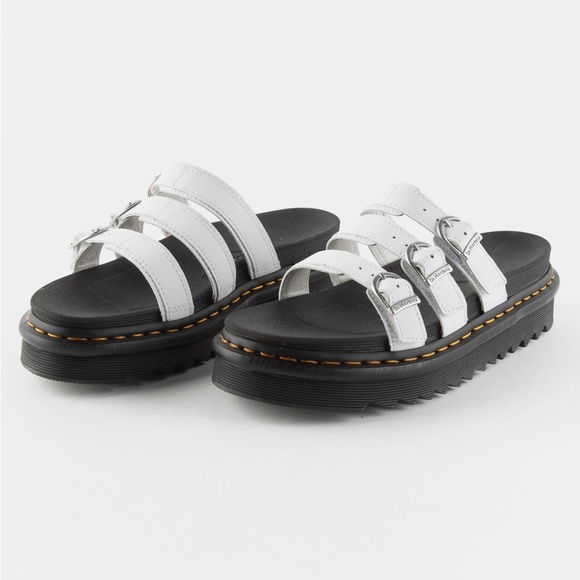 Martens Women's Blaire White Leather Platform Sandals/Sz:7,8/NEW